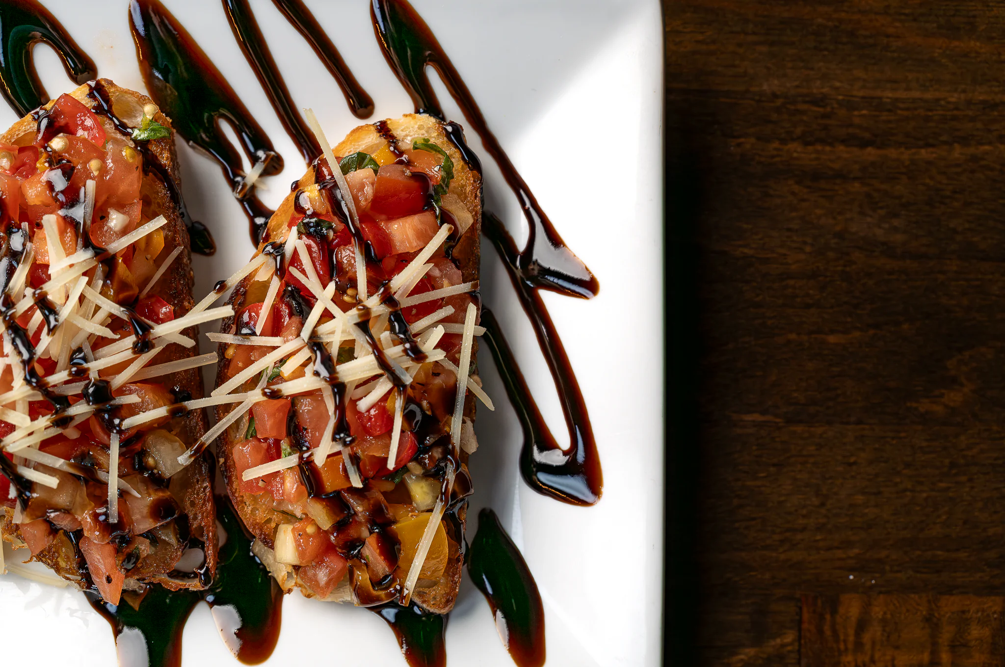 Upclose of the bruschetta appetizer at El Fornino 